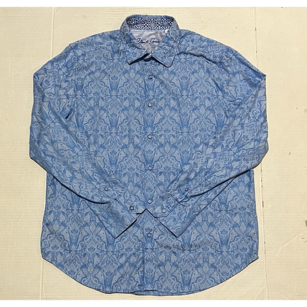 Robert Graham Subtle Highland Woven Flip cuff Stretch Long Sleeve XL Shirt